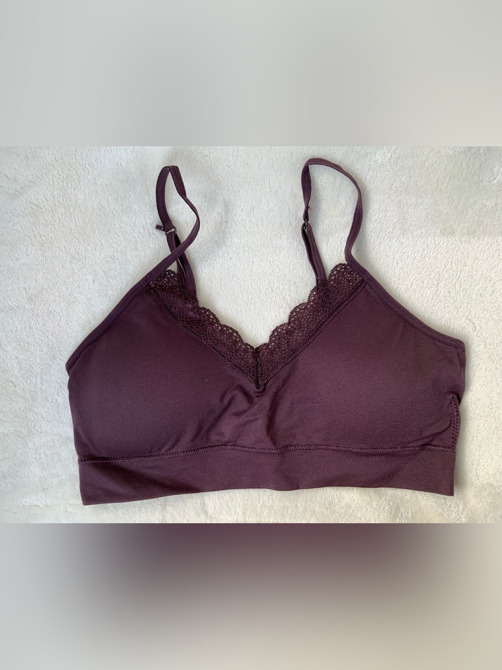 Nordstrom Lace-Trim Wireless Bralette in Plum